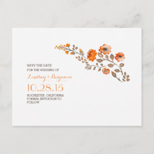 watercolor flowers cute save the date announcement postcard
