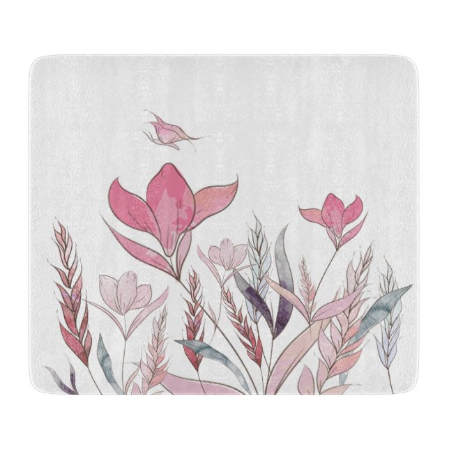 Watercolor flowers cutting board (Front)