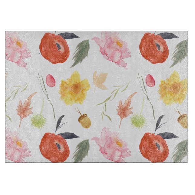 Watercolor Flowers Cutting Board (Front)