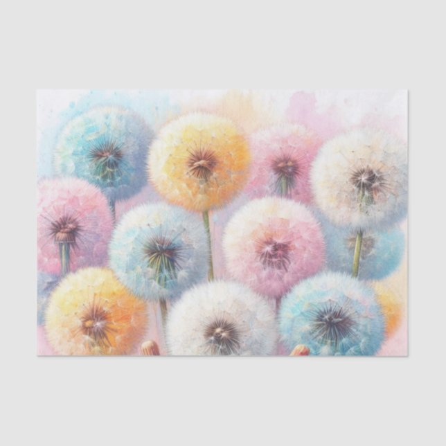 Watercolor Flowers dandelions soft pastels  Tissue Paper (Front)