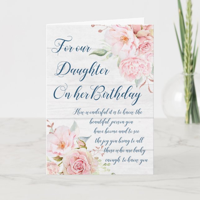 Watercolor Flowers Daughter Birthday Card (Front)