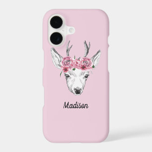 Watercolor Flowers Deer Add Your Name