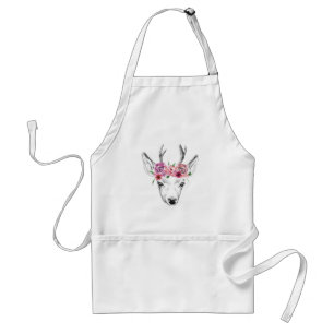 Watercolor Flowers Deer Standard Apron