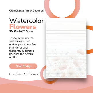 Watercolor Flowers Design 3M Post-it® Notes