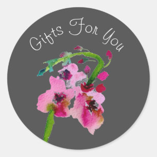 Watercolor flowers design Gift business branding Classic Round Sticker