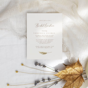 Watercolor Flowers & Dried Grass Bridal Luncheon Invitation