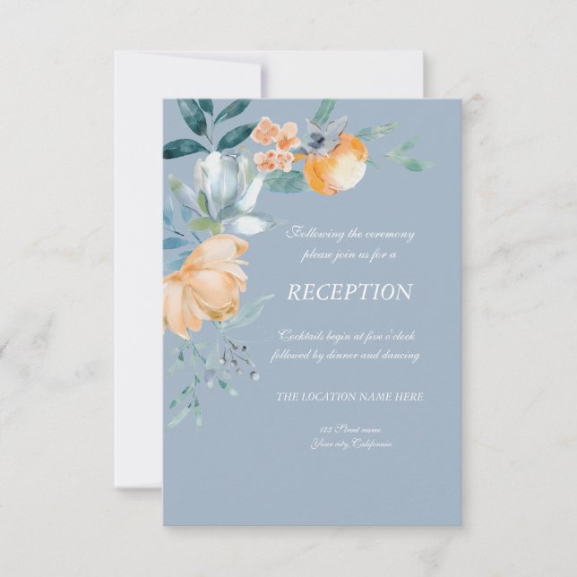 Watercolor Flowers Dusty Blue Invitation (Front)