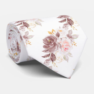 Watercolor Flowers Dusty Rose Blush Pink Roses Tie