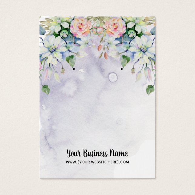Watercolor Flowers Earring Display Cards (Front)