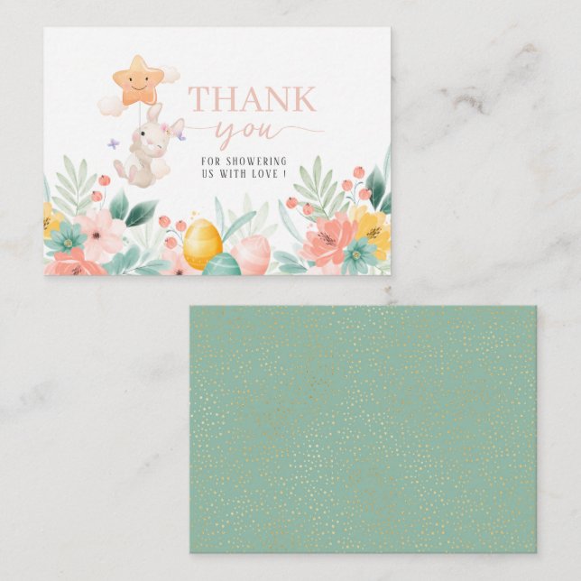Watercolor flowers easter brunch and egg hunt than card (Front/Back)