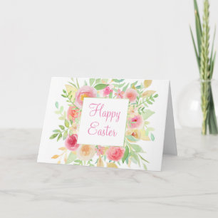 Watercolor Flowers Easter Card