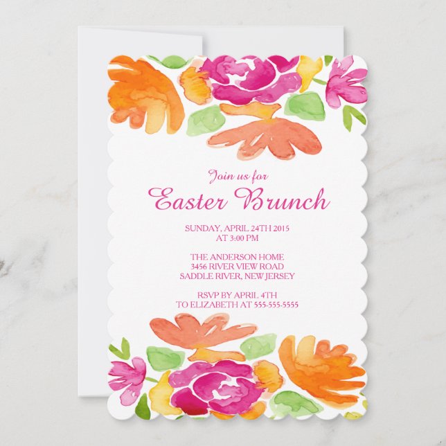 Watercolor flowers  Easter Dinner Party Invitation (Front)