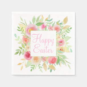 Watercolor Flowers Easter Napkin