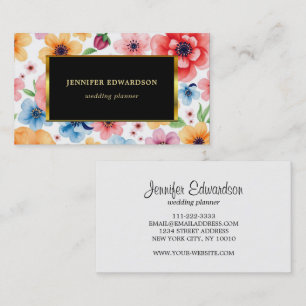 Watercolor flowers elegant boho professional business card