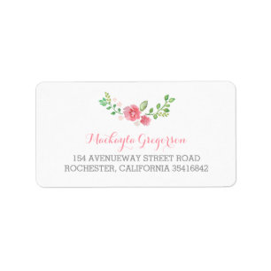 Watercolor Flowers Elegant Wedding Label