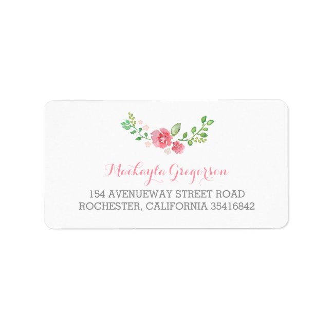 Watercolor Flowers Elegant Wedding Label (Front)