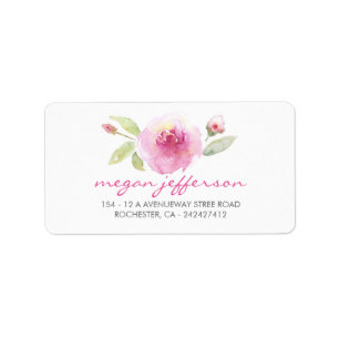watercolor flowers elegant wedding label