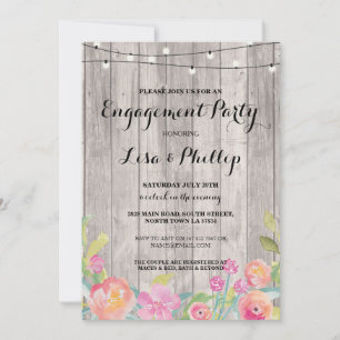Watercolor Flowers Engagement Party Floral Invite