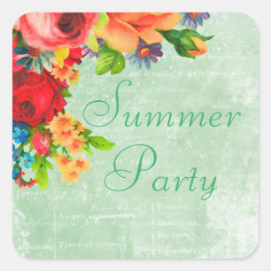 Watercolor Flowers Envelope Seals Square Stickers