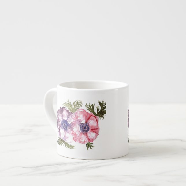 Watercolor flowers espresso cup (Front Left)