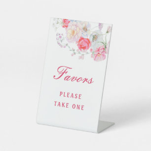 Watercolor Flowers Favours Pedestal Sign