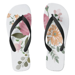 Watercolor flowers flip flops