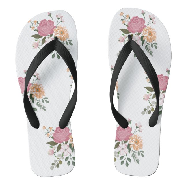 Watercolor flowers flip flops (Footbed)