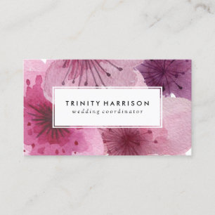 Watercolor Flowers Floral Boho Business Card