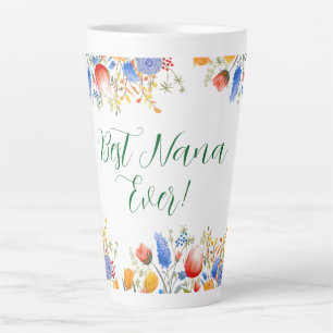 Watercolor Flowers Floral Garden Latte Mug