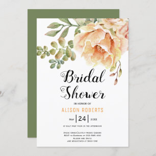 Watercolor flowers floral wedding bridal shower invitation