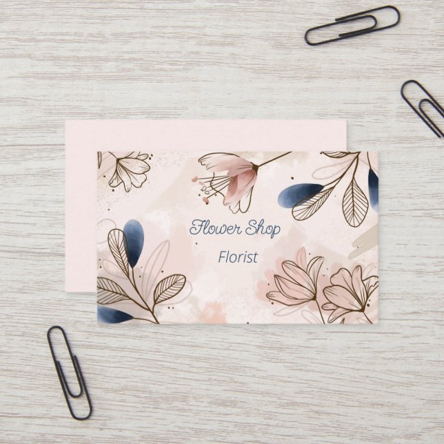 Watercolor Flowers Florist Shop Business Card (Front/Back In Situ)