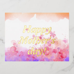  Watercolor flowers  Foil Holiday Postcard