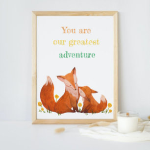 Watercolor Flowers Fox And Cub Quotes Nursery  Poster