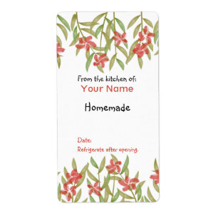 Watercolor Flowers From the Kitchen Of Labels Red