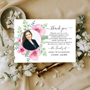 Watercolor Flowers Funeral Thank You Card