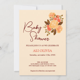 Watercolor Flowers Garden Baby Shower Invitation