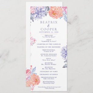 Watercolor Flowers Garden Floral   Wedding Programme