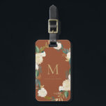 Watercolor Flowers Gold Foil Monogram Terracotta Luggage Tag<br><div class="desc">Watercolor Flowers with Gold Foil Monogram Terracotta Bag Tag | Elegant and feminine luggage tag featuring watercolor flowers with faux gold foil and faux gold glitter accents with a terracotta background colour.</div>