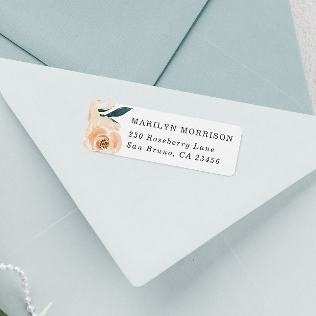 Watercolor Flowers & Gold Glitter (Return Address Label Mock-up)