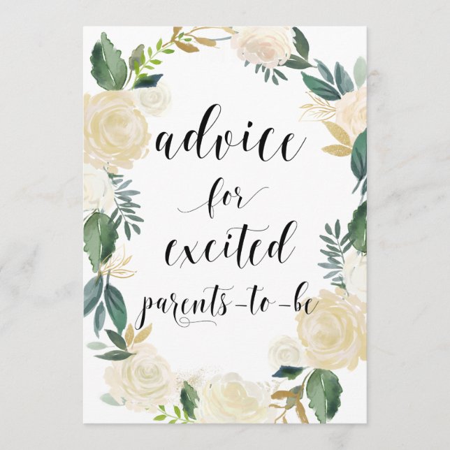 Watercolor Flowers Gold Glitter Advice for Parents (Front)