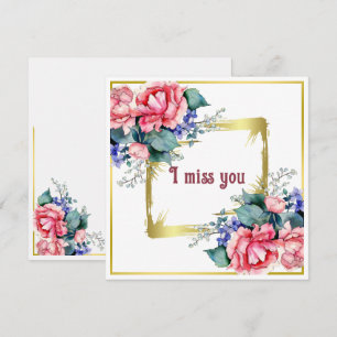Watercolor Flowers - Golden Frame 10 + your text Card
