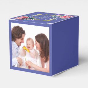 Watercolor Flowers - Golden Frame 10 + your text Favour Box