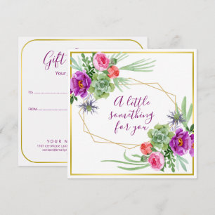 Watercolor Flowers - Golden Frame 12 + your text Card