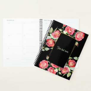 Watercolor Flowers - Golden Frame 1 + your text Planner
