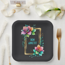 Watercolor Flowers - Golden Frame 34 + your text