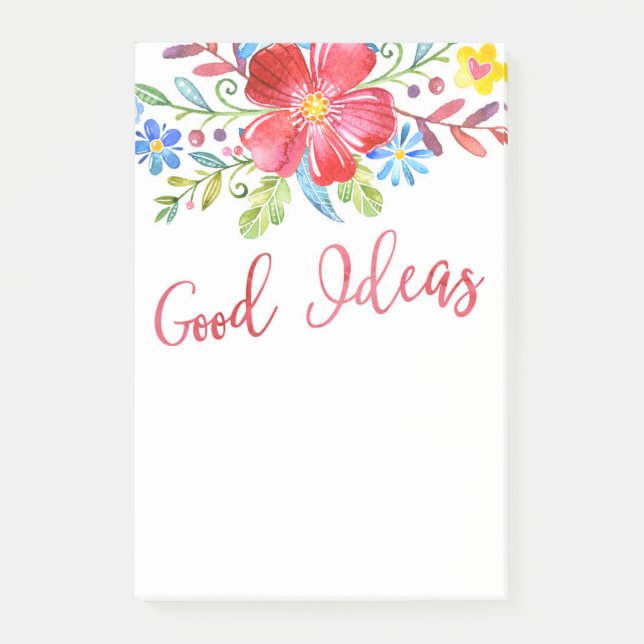 Watercolor Flowers Good Ideas Post-it Notes (Front)
