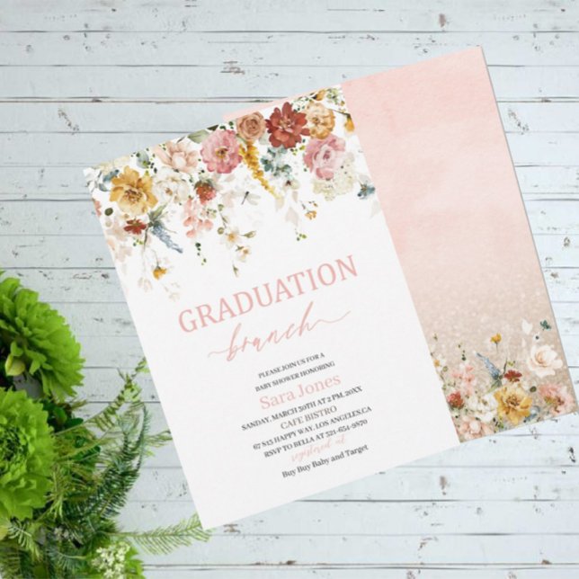 Watercolor Flowers Graduation brunch Baby Shower I Invitation (Creator Uploaded)
