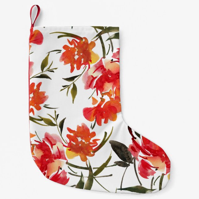 Watercolor flowers, hand-drawn seamless pattern. small christmas stocking (Front)