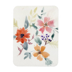 Watercolor Flowers   Hand Painted Art Magnet