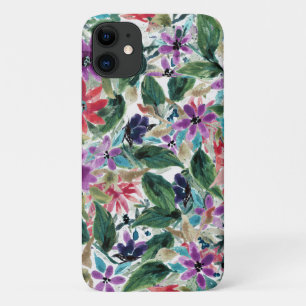 Watercolor Flowers Hand Painted Purple Flowers iPhone 11 Case
